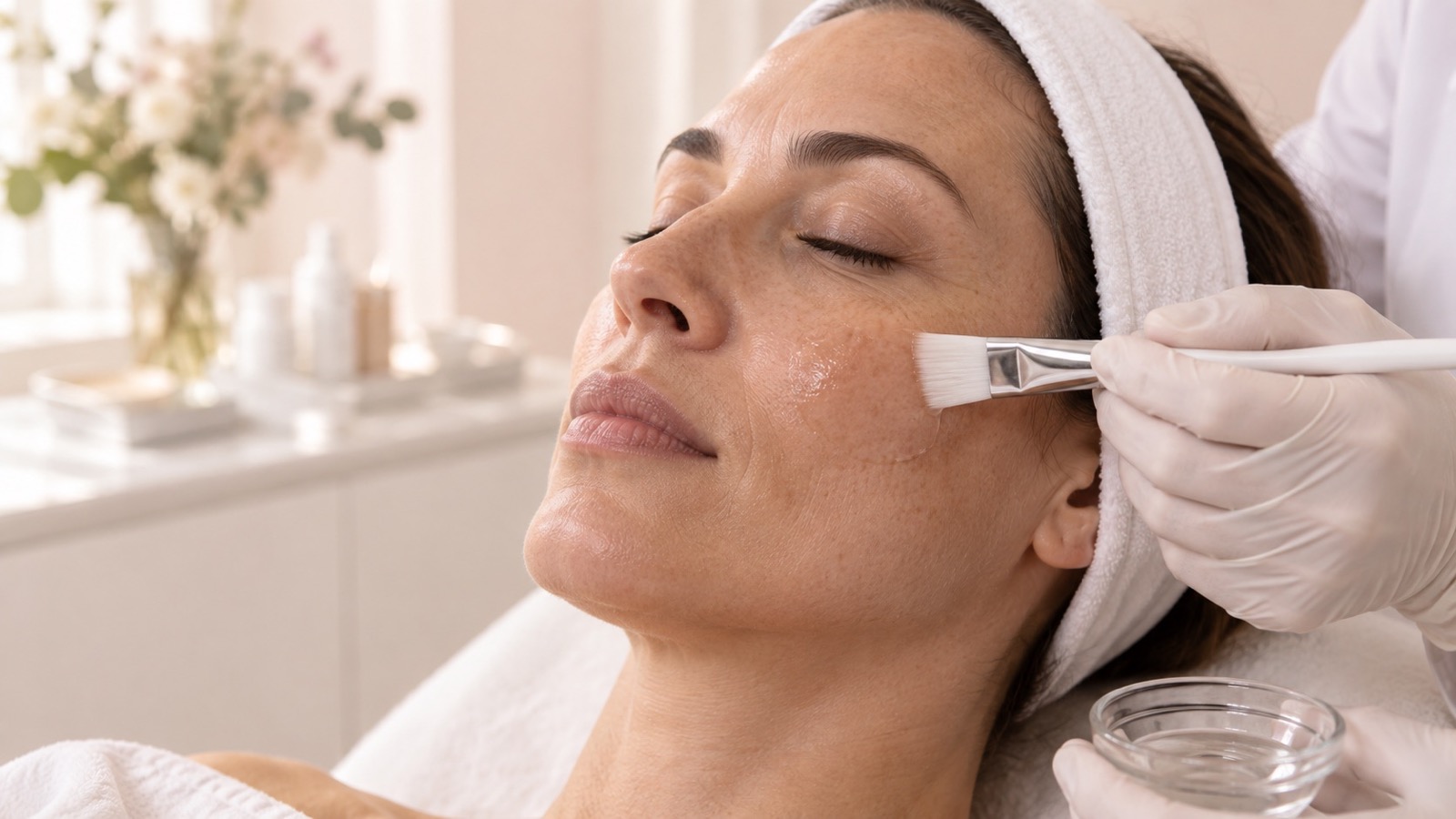 Illustrative chemical peel application — AI-generated image